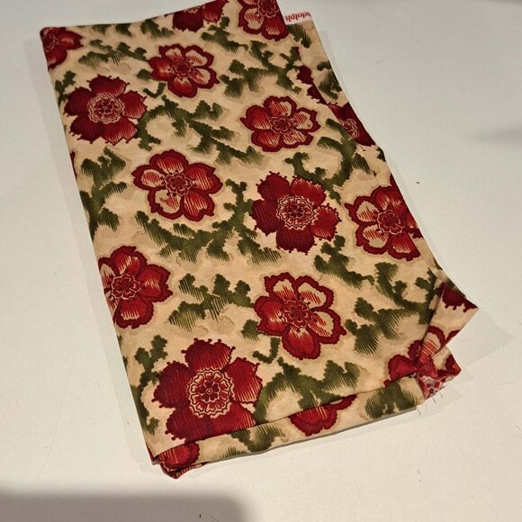 Moda Other - Fork art Christmas II tan background with red flowers and green vines